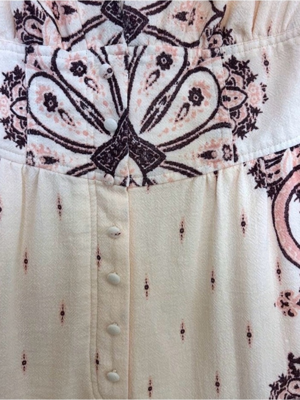 Free People Cream Sleeveless Jumpsuit with Brown Paisley Accents - Picture 5 of 5